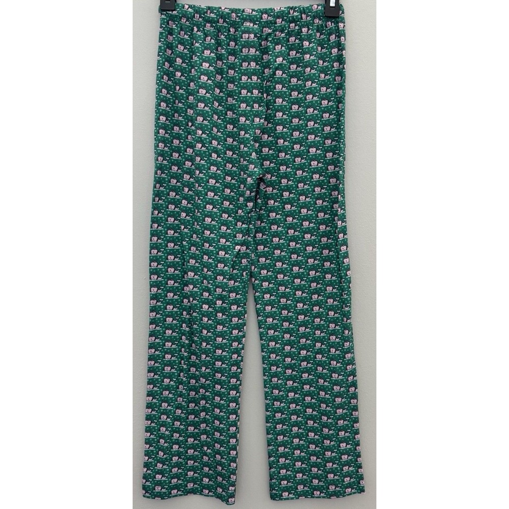 Vineyard Vines Girls Green Lounge Pajama Pants Pink Reindeer Whales Size 16